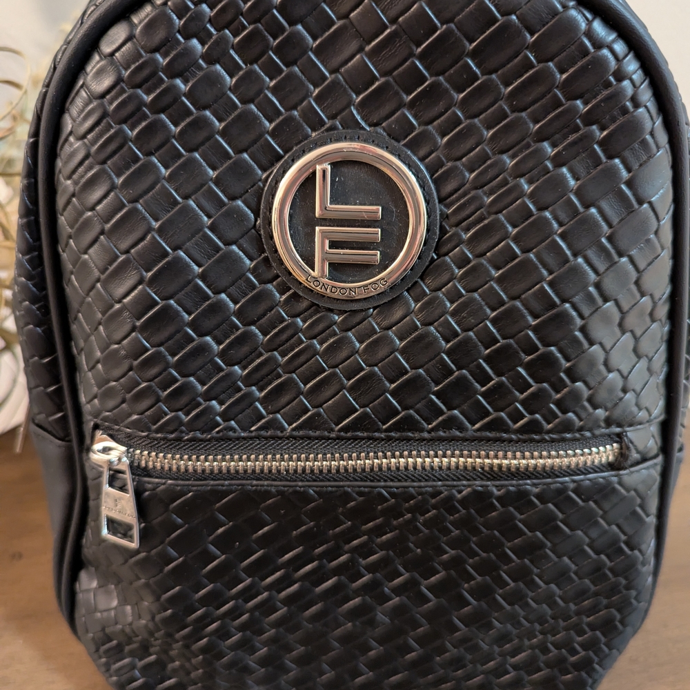 Black Woven Leather Backpack
